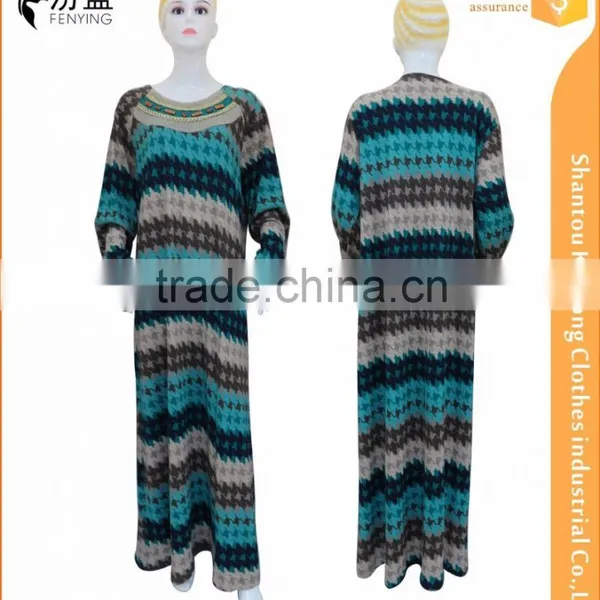 Fannal 2016 Latest Design Muslim Long Sleeve Fashion Islamic Abaya With Wool Decorate