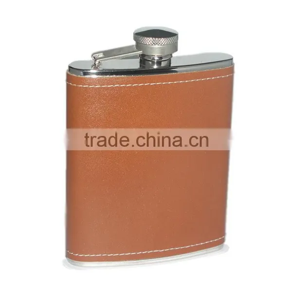 Stainless Steel and Woooden Wrapped Wine Bottle Flask 6oz photo-5