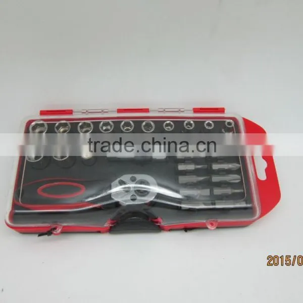 37pcs Hand Tool Set With Ratched Handle ,screwdriver Bits and Sockets Tool Box Made in China photo-2