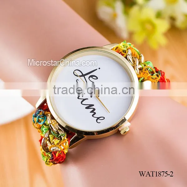 New Classic Geneva Ethnic Braided Analog Quartz Chain Jetaime Stainless Steel Watch photo-2