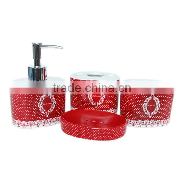 Home Garden Red Bathroom Accessories Sets photo-3