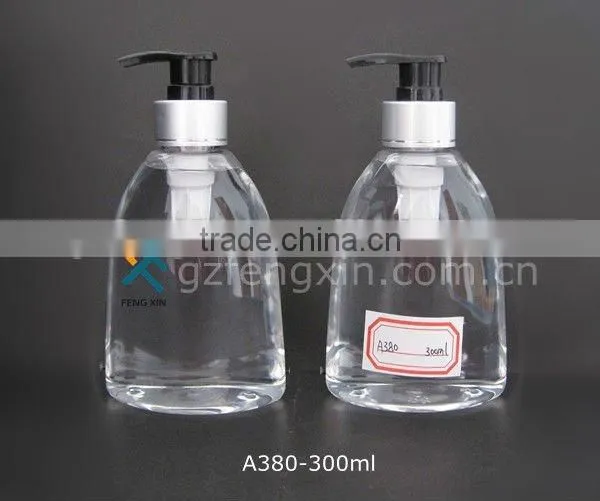 300ml hand washing lotion PET plastic bottle with lotion pump