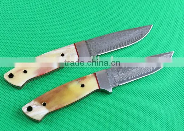 OEM Damascus Blank Blade Knife With Leather Sheath photo-4