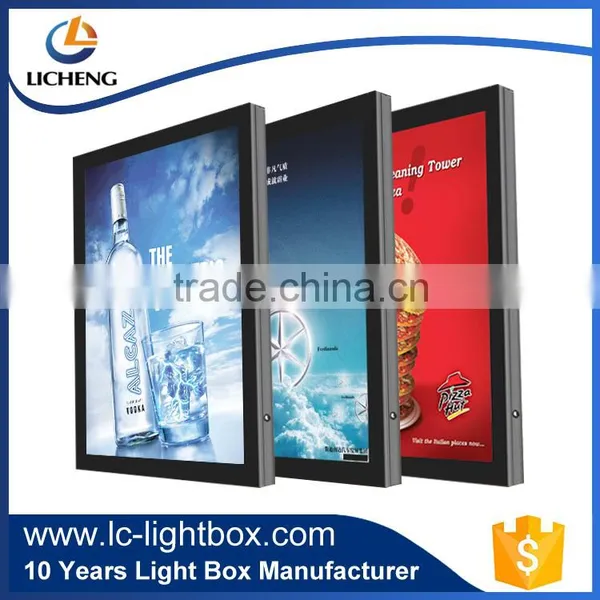 Ultrathin Indoor Aluminium Alloy Snap Open Frame Wall Mounted Led Aluminum Light Box