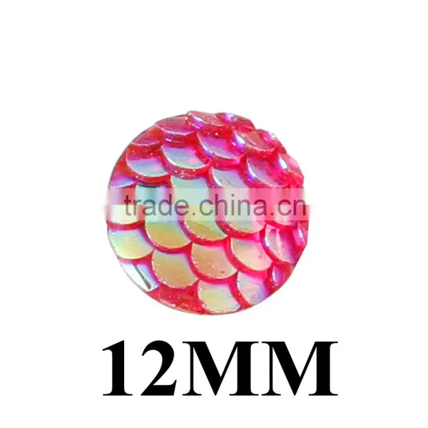 2016 Hot Sale 50pcs/lot Flat Back Resin Beads Round At Random Fish Scale Pattern 10mm( 3/8") photo-6