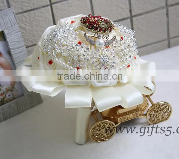 Handmade Large Bridal Wedding Brooch Bouquet photo-5
