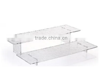 Set of 2 Acrylic Risers With Ripple Effect, 2 Different Heights - Clear photo-3