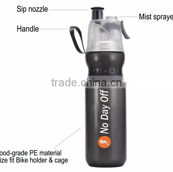 BPA Free 650ml Spray Mist Squeeze Bottle, Drinking & Misting Sport Bike Bottle, Outdoor Sport Hydration photo-2