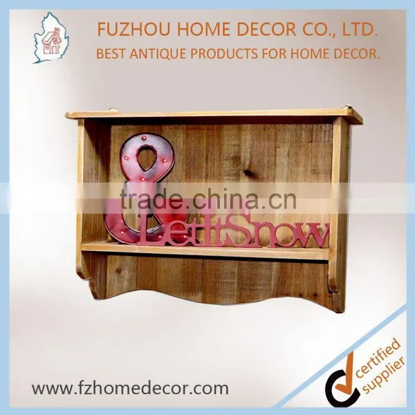 Living Room Book Shelf With Sandal or Rustic Wood Color and Metal Hook for Wall Decoration photo-3