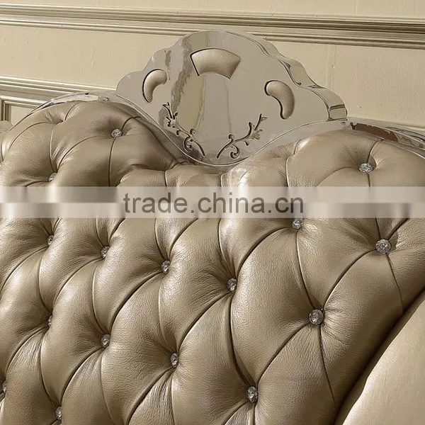 2016 New Design Modern European Style Stainless Steel Base PU/top Grain Leather Sofa Furniture Chesterfield Sofa Furniture photo-3