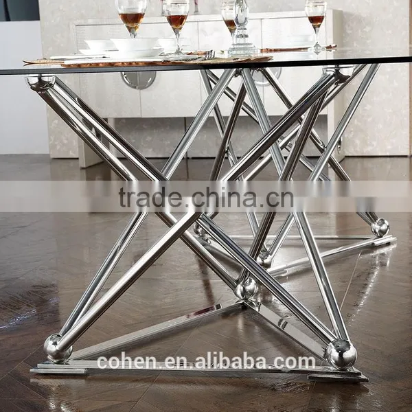Cohen Furniture Factory Direct Sale Modern Glass Top Dining Table and Chair/restaurant Table for Stainless Steel Furniture photo-3