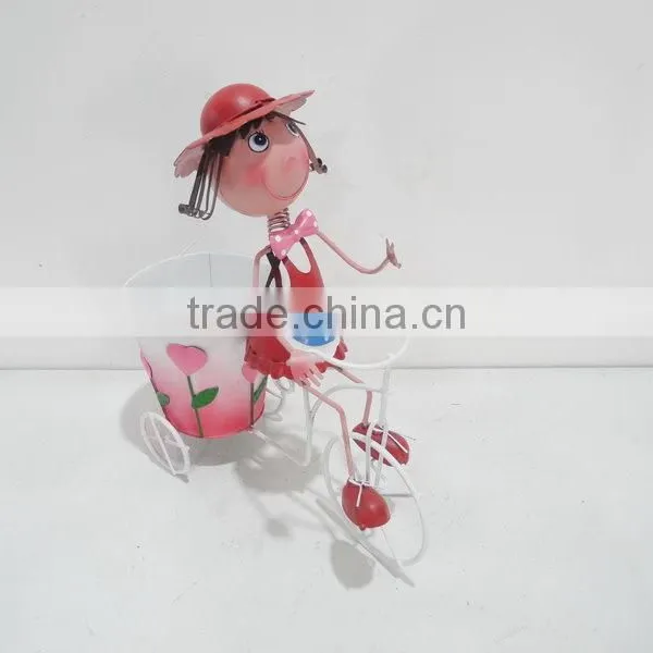 YS16013RV1 Metal Craft Bicycle Garden Ornaments Planter Pot for Garden Decor photo-3
