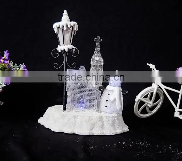Led Acrylic Christmas Snow Church With Snowman and Tree photo-6