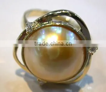 Bowknot Latest Gold Ring Designs Pearl Ring Tahitian Pearl Ring photo-3