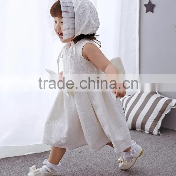 Baby Clothes Wholesale Hot Sale Chiffon Cheap 2017 Baby Clothing Children's Boutique Sleeveless Summer White Flower Girl Dress photo-3