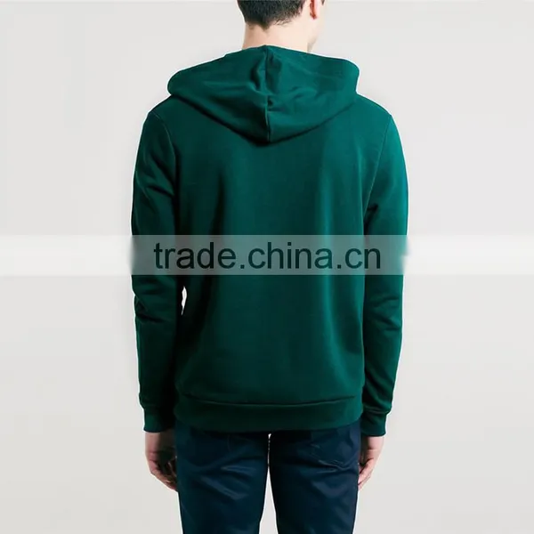 Men's Plain Teal 100% Polyester Zip up Pocket Hoodies photo-2