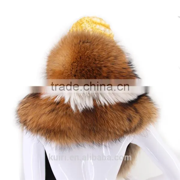 Women's Real Fox Fur Shawl Knitted Fox Fur Pashmina With Pocket Warm Women Scarf photo-6