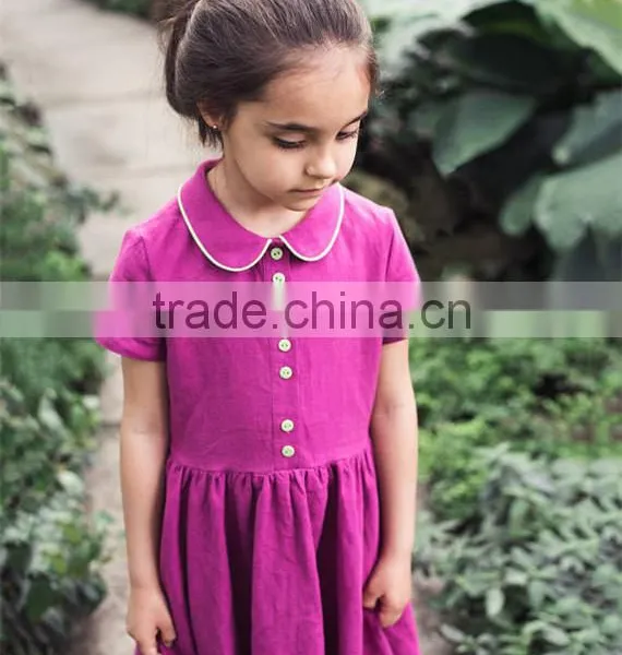 High Quality Washed Girl's Linen Dress Kids Linen Summer Dress photo-5