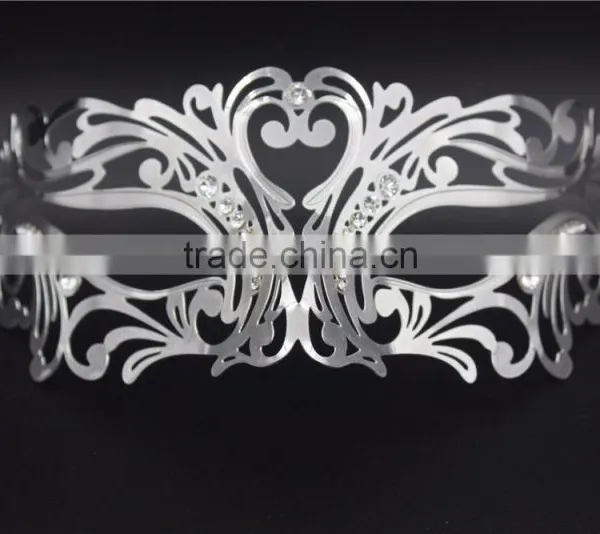 Venetian Black Metal Filigree Masquerade Mask With Diamantes Halloween photo-4