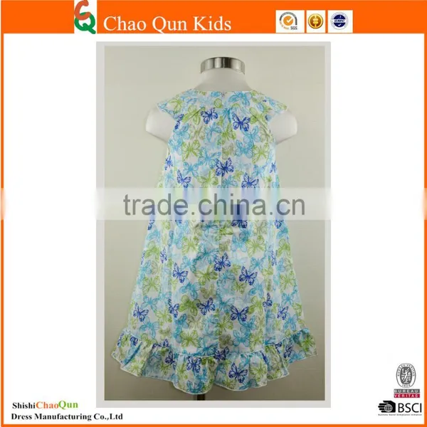2017 Lastest Frock Design Wedding Children Dress With Butterfly Printed photo-2