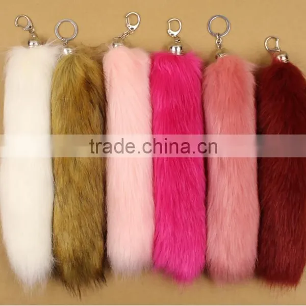 Imitation Fox Tail Car Keychain Fake Hair Ball Ornaments Lady Fur Pendant Cute Hair Ball Key Holder Bag photo-3