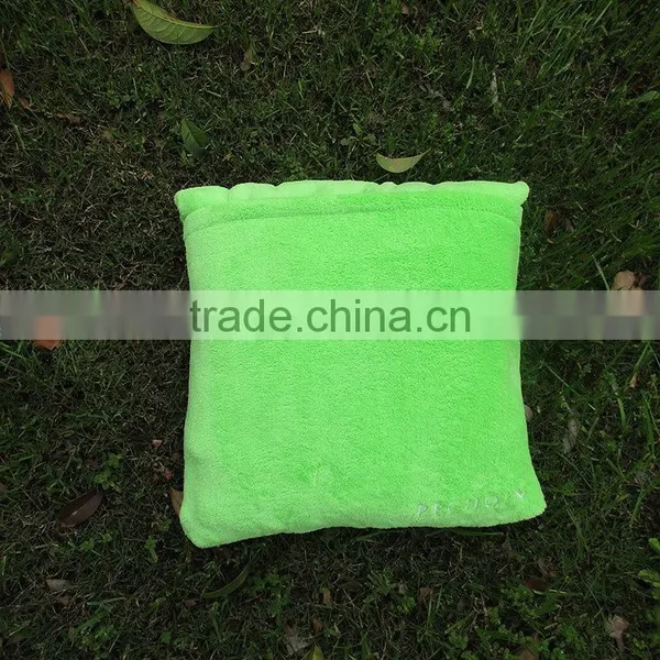 Promotion Gift Creative Idea 2 in 1 Pillow Blanket Embroidery Logo Coral Fleece Ultra Soft Travel Blanket Into Pillow photo-2