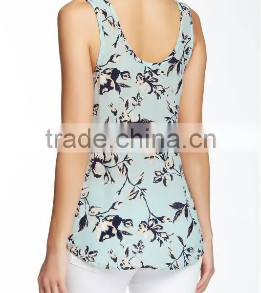 New Arrival Designer Casual Floral Tight Silk Tank Top photo-3