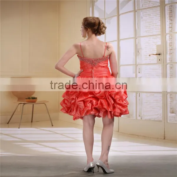Short Party Cocktail Dress Beaded Pleated Taffeta Short Party Dress AS028 photo-3