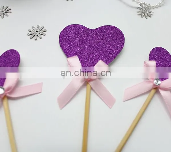 New Design Purple Heart With Bow Wedding Birthday Cake Topper photo-5