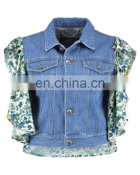 Lotus Leaf Sleeves Cheap Women Denim Jacket photo-6