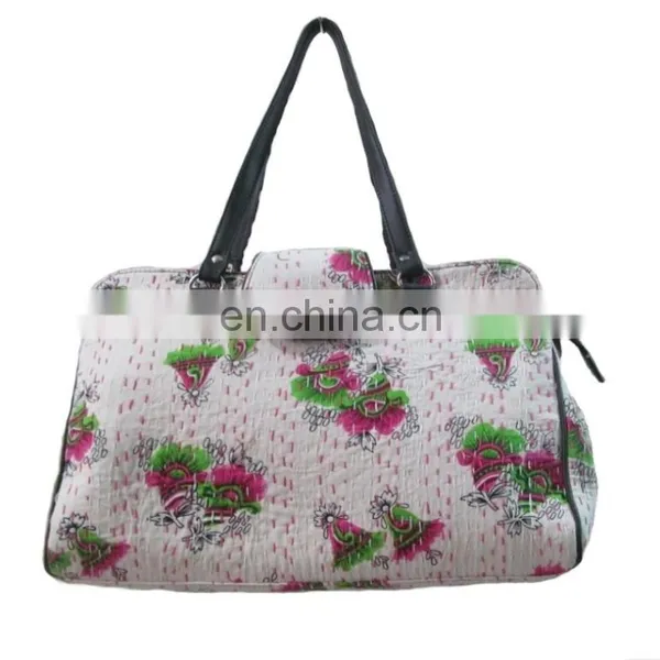 Traditional Kantha Work Multi Cotton Leather Women Shoulder Bag photo-3