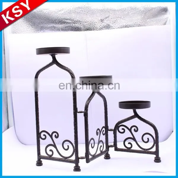 Hot New Products For 2017 Black Metal Glass Candle Holder For Decoration
