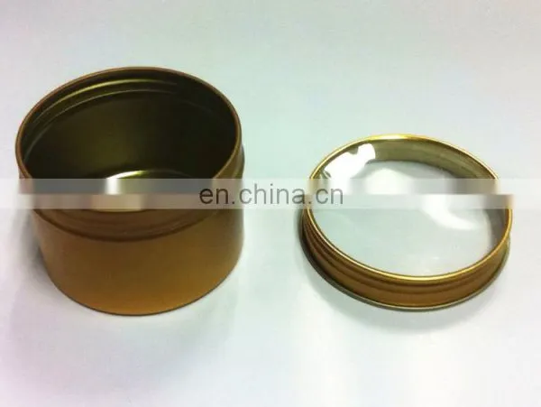 Golden Small Round Screw Lid Tea Tin Box With a PET Window photo-2
