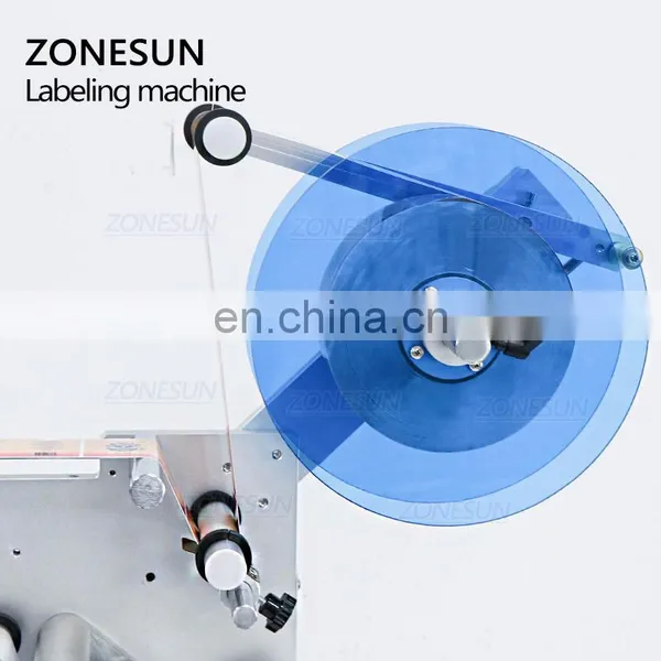 ZONESUN ZS-TB805 Glass Jar Sticker Square Water Bottle Sleeve Semi Automatic Round Bottle Plastic Cans Lighter Labeling Machine photo-3