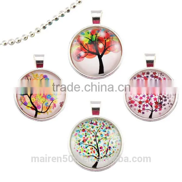 (tree) Time Gemstone Cabochon Charm Pendant Necklace photo-2