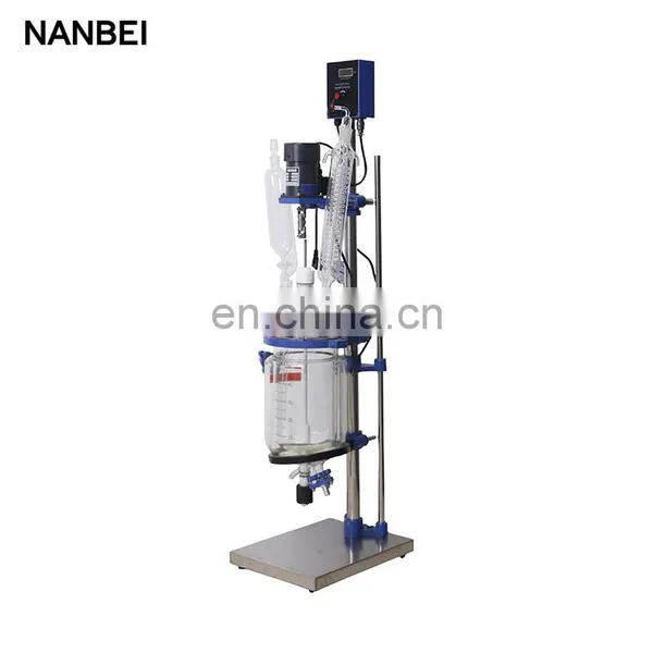 High Pressure Chemical Lab Size Mixing Double Layer Glass Reactor Bioreactor photo-2