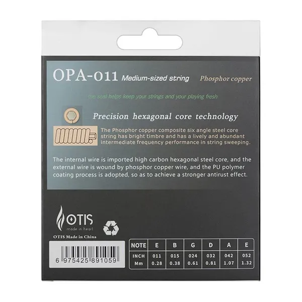 China Factory Phosphor Bronze Coated Acoustic Guitar Strings Set OPA-011 photo-3