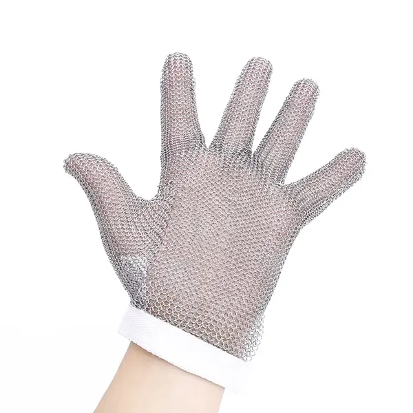 Slaughter 316L Stainless Steel Mesh Chain Mail Cut Resistant Five Finger Butcher Safety Gloves