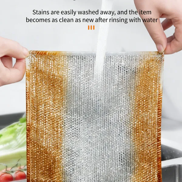 Single/Double Layer Non Scratch Wire Dishcloth Dish Washing Rag Pots Grills Dish Cleaning Cloths Wet and Dry Scrubber Pad photo-2