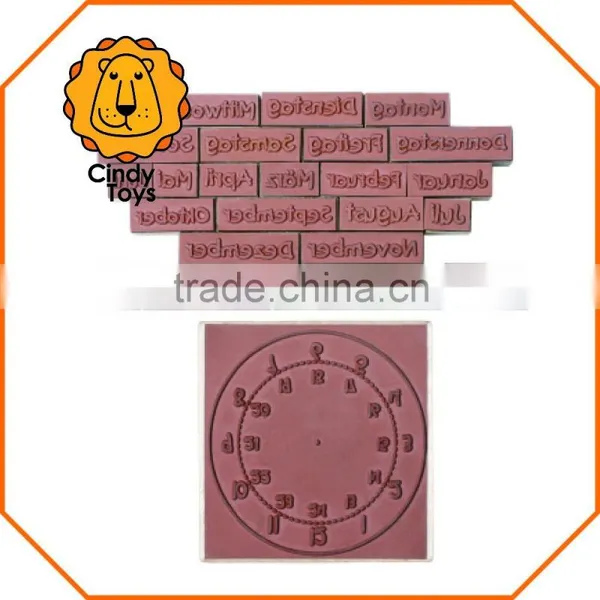 Wooden Rubber Stamps What is Time? 30 Pcs for Kids photo-3