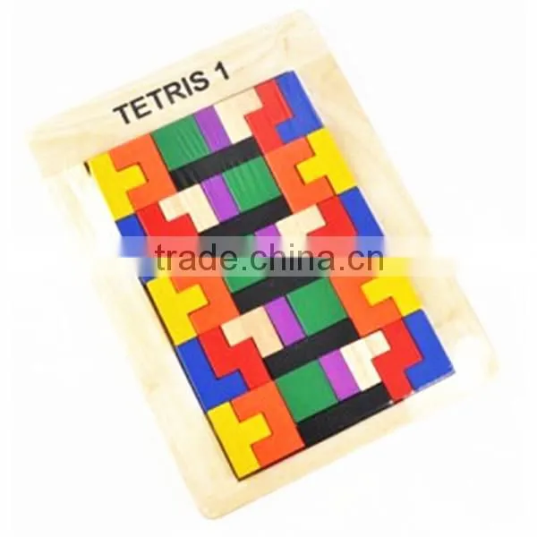 Hot Sale Different Clored Wooden Jigsaw Puzzle Tetris Game photo-2