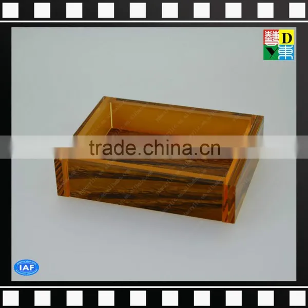 Acrylic Wooden Color Square Bathroom Soap Dishes Dispenser