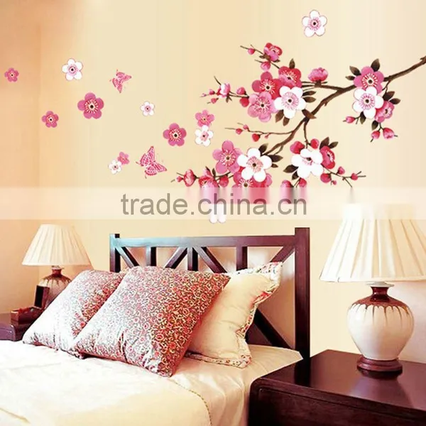 ZY6008 Cherry Blossom Wall Poster Waterproof Background Wall Sticker Stickers for Living Room Bedroom Cafe Home Decor Decal Deca photo-4
