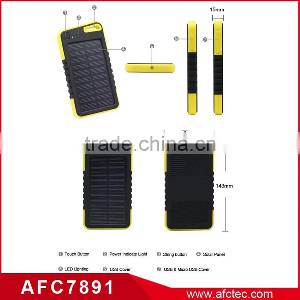 8000mAh Waterproof Mobile Phone Solar Battery Backup Charger for Mobile Phone photo-2