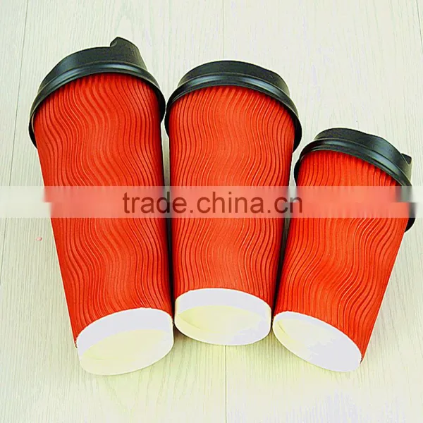 S-shape Disposable Ripple Wall Coffee Paper Cups With Lid for Hot Drinks Quality Choice photo-4