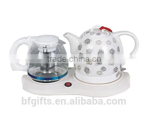 Enamel Kettle Set/ Ceramic LED Electric Kettle/ White High Quality Teapot Set/ 2015 New Design photo-3