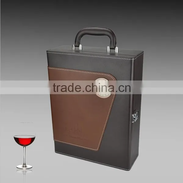 Wholesale Custom 2 Bottle Leather Champagne Glass Packing Box photo-3