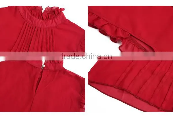 2016 Guangzhou New Arrivals Summer Sleeveless Red Chiffon Top photo-6