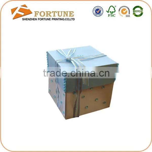 Lid And Base Lace Bow Decorated Paper Foldable Storage Box