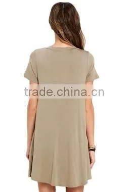 Latest Fashion Design Women Casual Dress With V_Neck China Factory photo-3